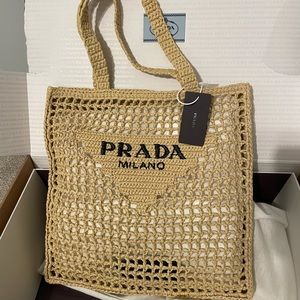 Prada Raffia Tote Beige - Brand New